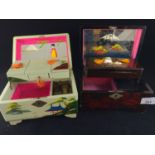 Two Oriental style wooden musical jewellery boxes