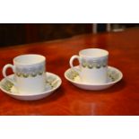 1953, Wedgwood, Persephone, designed by Ravilius. Pair of espresso cups &amp; saucers