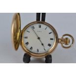 Elgin 'Moon' rolled gold cased full hunter pocket watch, case diameter 50mm