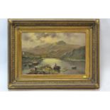 J Boyle on canvas of a highland scene, with craquelure. In gilt frame. 68cm high