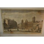 Coloured etching, View of Northumberland House. 44cm high