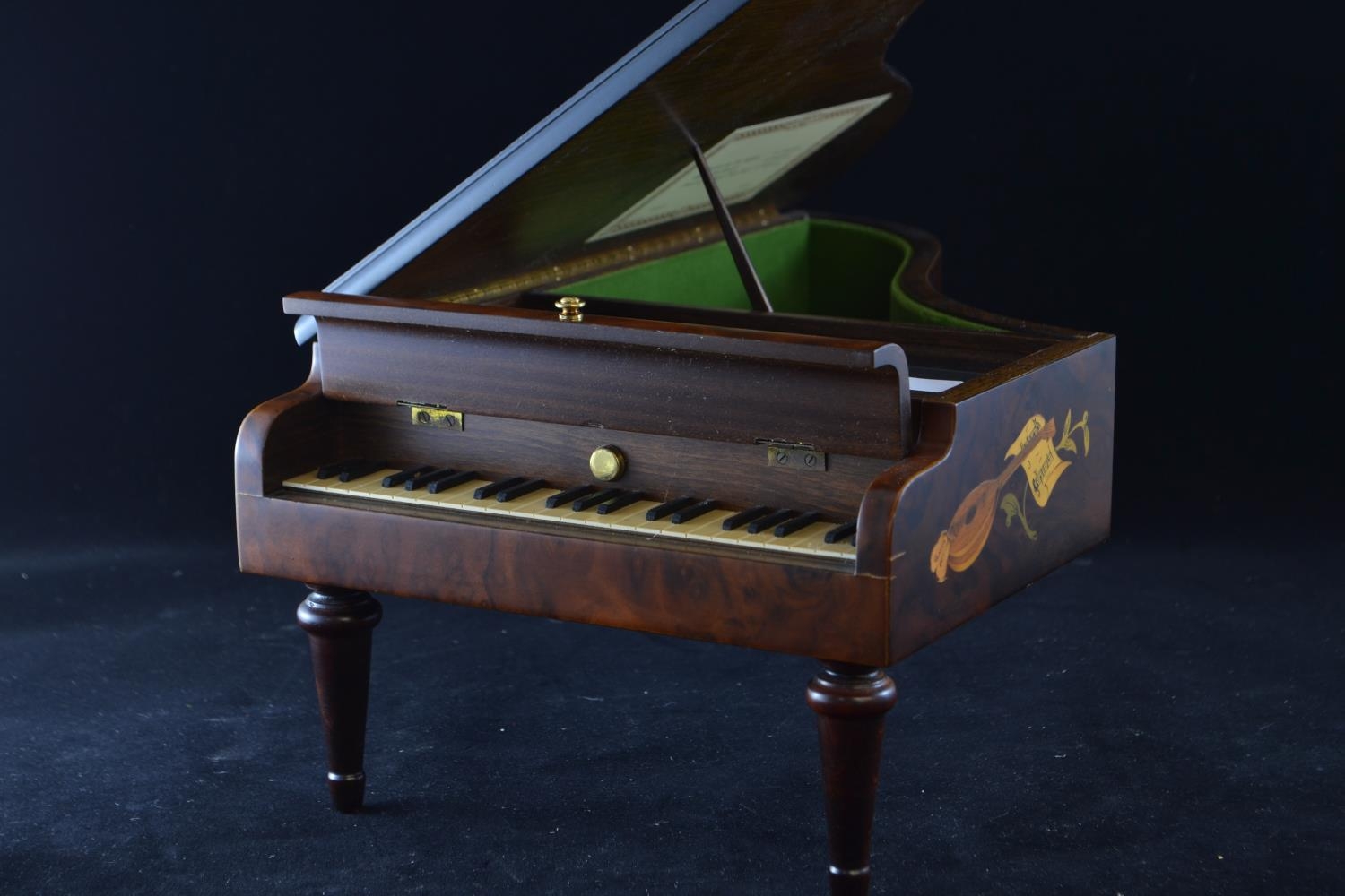 Inlaid wooden Asprey music box grand piano, made in Switzerland, plays 'March of the Toy Soldiers, W - Image 2 of 3