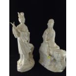 Two blanc de chine Guanyin figures. Ht 34cm