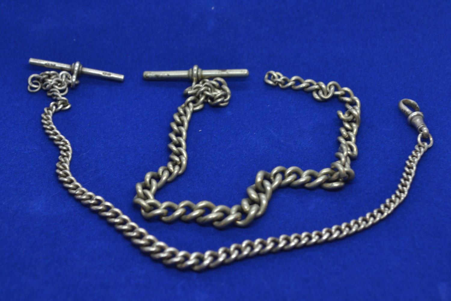 Two silver T-bar & chains, AF, gross weight 43.88 grams 