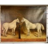John McLeod&nbsp;(SCOTTISH FL.1846-1872)-Large oil on canvas of two horses. 71cm x 90cm