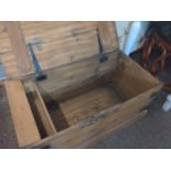 Pine blanket box w79cm x d41cm x h38cm