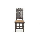 Victorian Oak framed ornate back cane seated hall chair