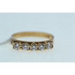 9ct gold &amp; five white stone ring, size N1/2, 2.36 grams