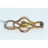 9ct gold brooch, length 35mm, non gold pin, gross weight 1.85 grams