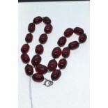 Cherry amber bead necklace, circumference 480mm, 42 grams