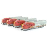 4x Marklin H0 Santa Fe locomotives.