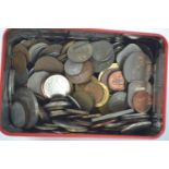 Tin of British &amp; world coins &amp; tokens