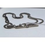 Silver albert chain with T-bar, length 335mm, 23.74 grams