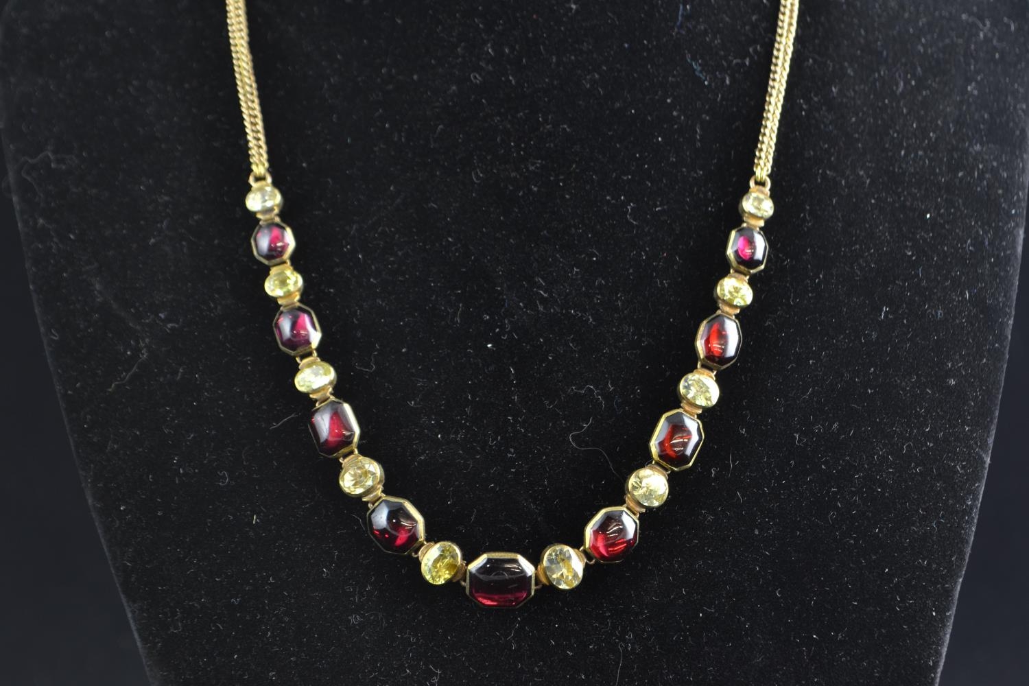 9ct gold, garnet & gem-set necklace, circumference 420mm, 14.78 grams  - Image 2 of 4