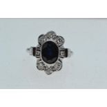 18ct gold, sapphire &amp; diamond cluster ring, size L1/2, 6.32 grams