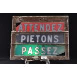 Vintage french pedestrian crossing sign 40cm x 33cm