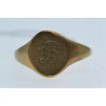 9ct gold signet ring with intial 'B', size V1/2, 2.53 grams