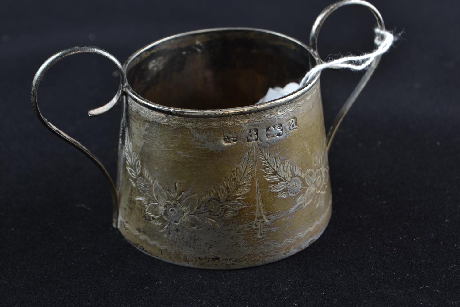 Silver twin-handled cup, maker THH & Co, Birmingham 1900, 6.5cm high, 68.22 grams  - Image 2 of 2