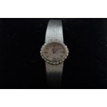 Omega ladies 18ct white gold &amp; diamond-set wristwatch, with manual winding movement, 17 jewels,