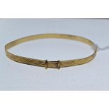 9ct gold bangle, inner width approximately 65mm, 5.31 grams
