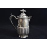 Silver coffee pot with ebonised handle &amp; knop, hallmarks rubbed, 17cm high, gross weight 216 gra