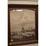Engraving after Clarkson Stanfield of a stormy scene 69cm x 79cm