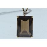 9ct gold &amp; smokey quartz pendant, length including bale 29mm, 4.6 grams