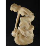 Early 20th century Marble sculpture of lady filling water jug. H47cm