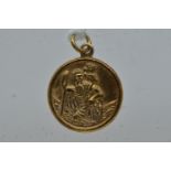 9ct gold St. Christopher medal pendant/charm, length including bale 20mm, 1.25 grams