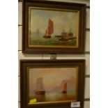 Two small oil seascapes dated 1900 one signedB.Lamb 26x20cm.&nbsp;