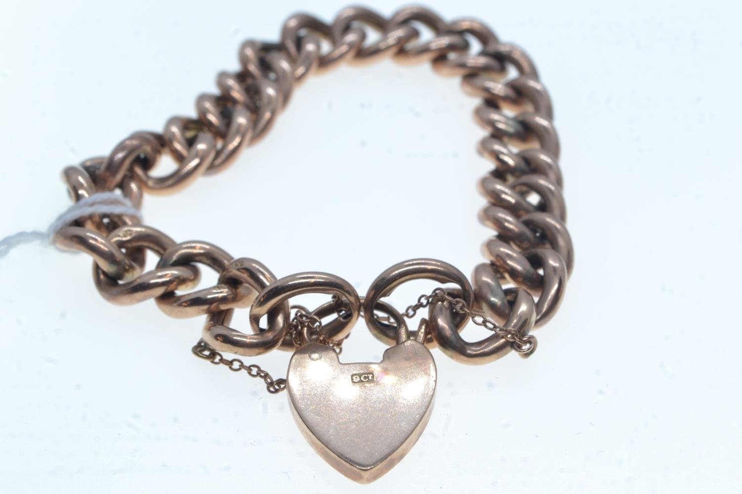 9ct rose gold bracelet with heart-shaped padlock clasp, 16.97 grams  - Image 2 of 2