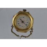 14ct gold &amp; enamel cased nurse's watch, case 30mm wide