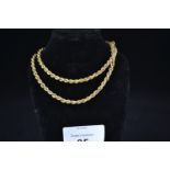 9ct gold rope neck chain, circumference 465mm, 6.61 grams