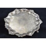 George II silver footed salver, maker's mark rubbed, London 1753, 18.5cm wide, 253 grams