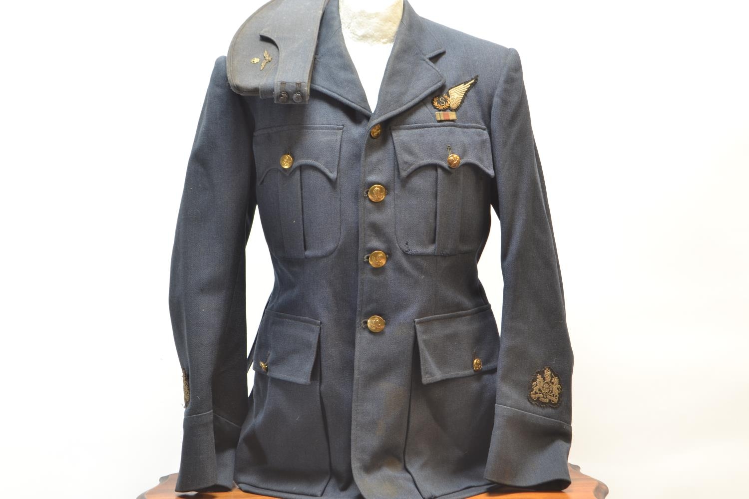 RAF warrant officers WW2 jacket with badges and beret.  