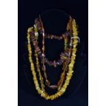 Four amber bead necklaces, gross weight 182 grams