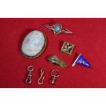 Cameo brooch plus small collection of jewellery