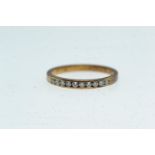 9ct gold &amp; diamond half hoop ring, size N, 1.72 grams