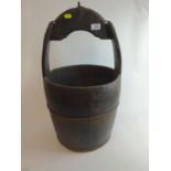 Wooden well bucket dia. 34cm, total height 61cm