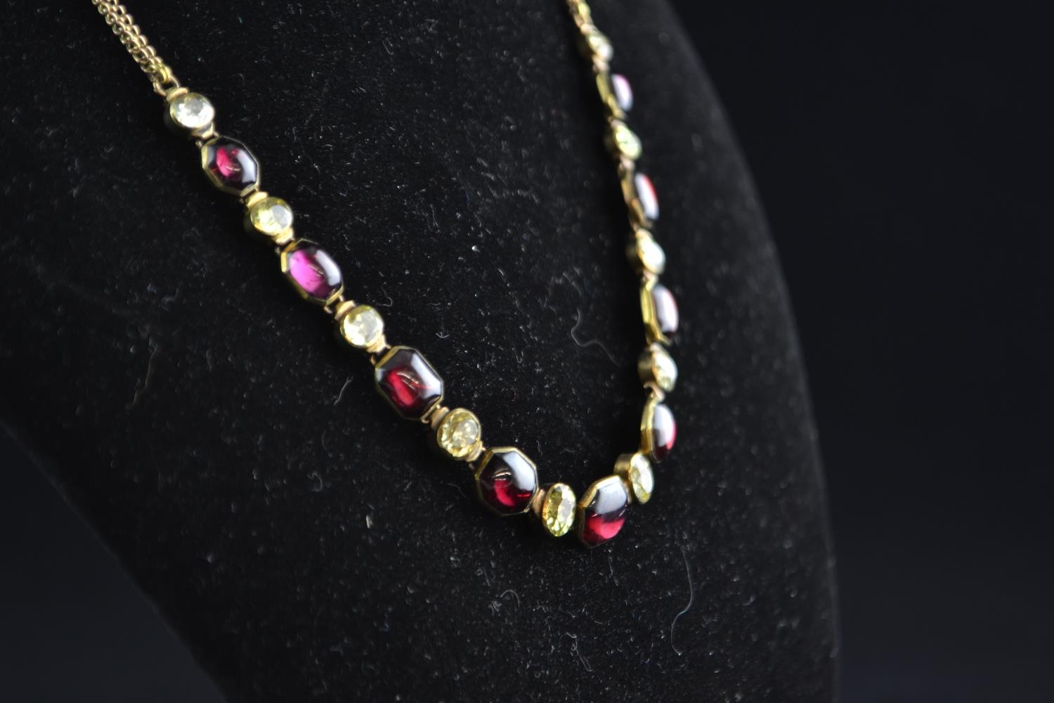 9ct gold, garnet & gem-set necklace, circumference 420mm, 14.78 grams  - Image 3 of 4