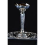 HM Silver trumpet vase &amp; pierced rimmed pin dish, various makers &amp; dates, 12.5cm high &amp;