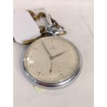 Omega Pocket watch with fob chain, Inscribed to back. Running but not tested.&nbsp;