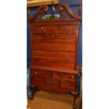 Reproduction Rosewood Victorian chest on chest with intricate&nbsp; fretwork top,&nbsp; 14 drawers W