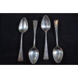 Set of four George IV silver teaspoons, maker HH, London 1822, gross weight 46.8 grams