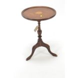 Edwardian inlaid mahogany wine table. D35cm H50cm