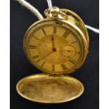 18ct cased pocket watch missing small hand.