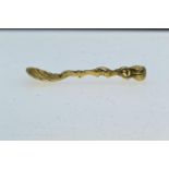 C18th/19th continental gilt salt spoon with inscription to stem (rubbed) 55mm length