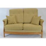 Elm framed two seater Ercol sofa in natural finish h90cm x w144cm x d70cm