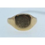 9ct gold signet ring, polished, size T, 5.05 grams