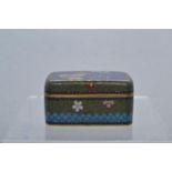 Small C19th cloisonn&eacute; box, lid decorated with flowers and butterfly, w50mm x d35mm x h25mm